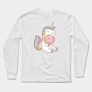 Unicorn with Donut Long Sleeve T-Shirt